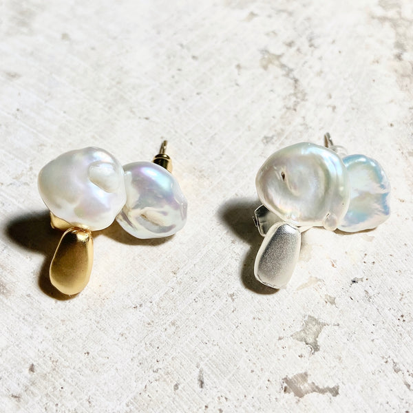 Baroque Pearl and Stone Earrings
